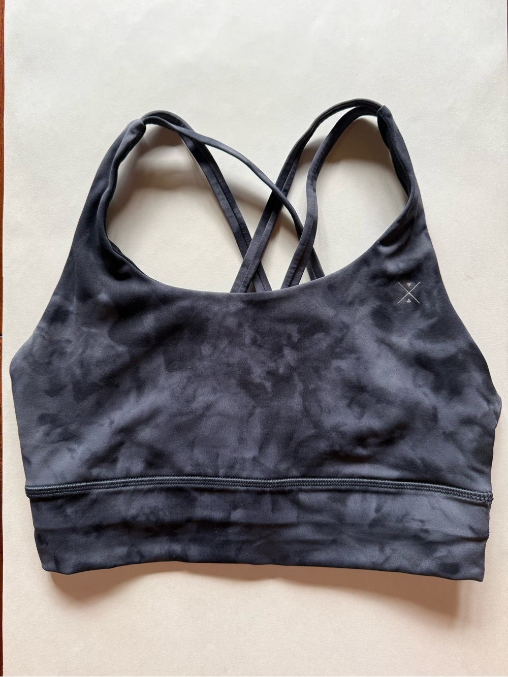 Black Tie-Dye Strappy Sports Bra